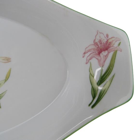 Vintage 1960s Jade Lily Oval Serving Dish Fine Porcelain - Picture 2 of 8